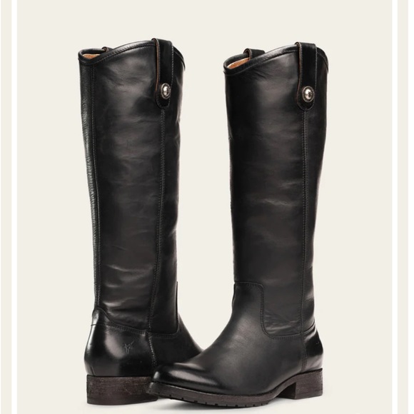 Frye Shoes - Frye Melissa Button Lug Tall Black Leather Boots, Women’s Size 5.5